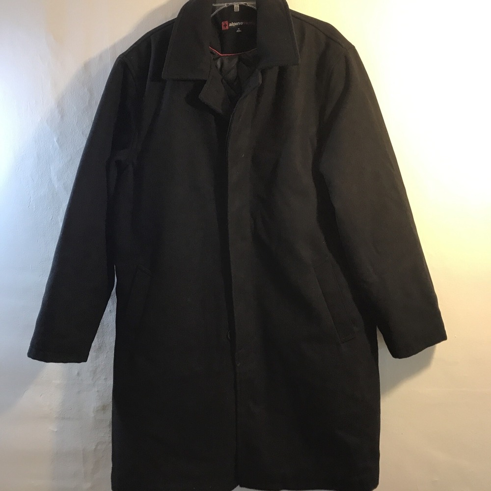 Alpine Swiss Mens Black Over Coat For Suits Lined